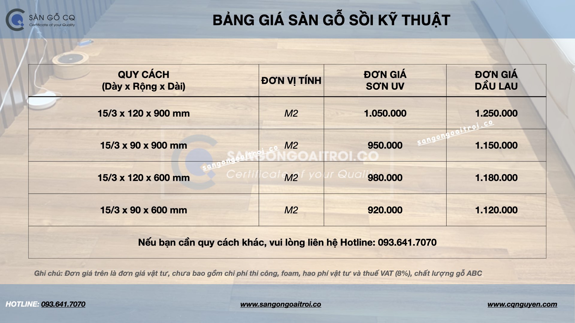 Giá sàn gỗ Sồi kỹ thuật