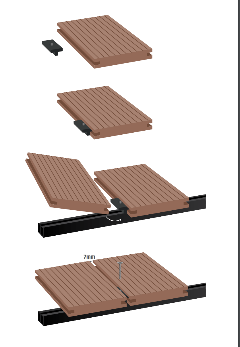 Lắp đặt sàn gỗ ngoài trời sử dụng chốt T